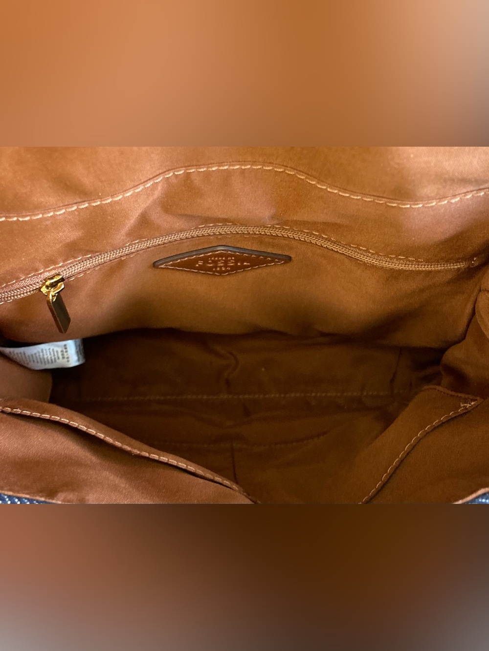 Fossil Emery Backpack Denim Canvas and Leather - Picture 6 of 10